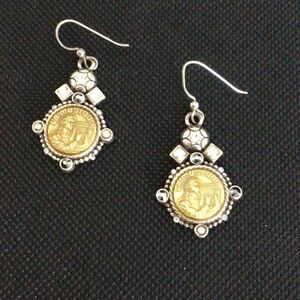 Brighton Gold and Silver Medallion Earrings